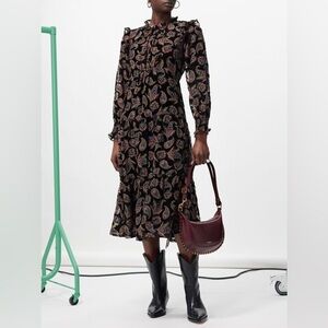 NWOT BA&SH Roane Paisley-devoré Velvet Midi Dress
